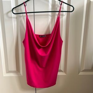 Zara Hot Pink Scoop Neck Tank Top